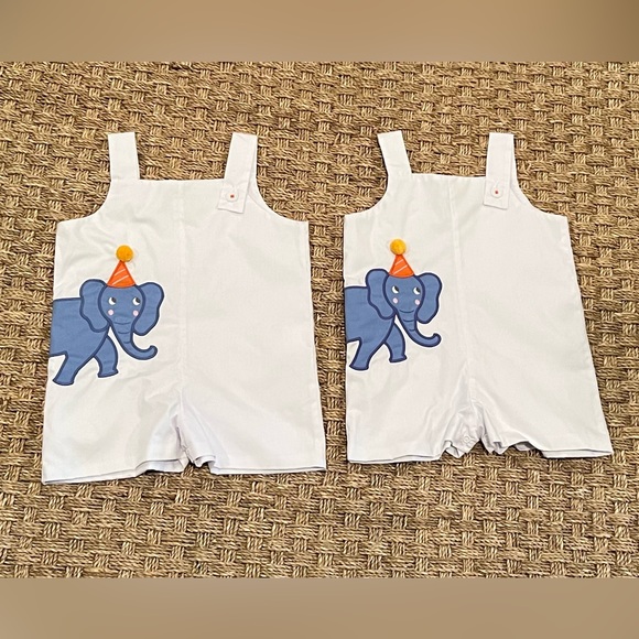 TBBC 12-18 month Baby Boy Party Elephant Shortall Birthday Romper - Picture 2 of 6